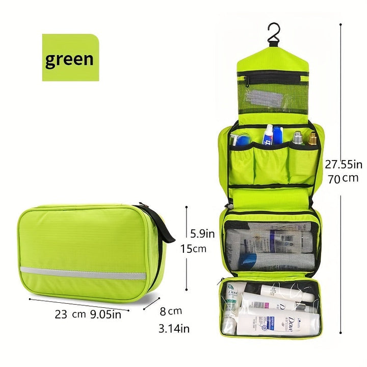 Green compact travel organizer, ideal for toiletries