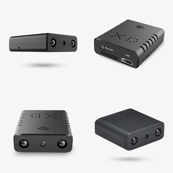 Compact HD WiFi camera with audio for discreet home security. Mini surveillance gadget for live monitoring.