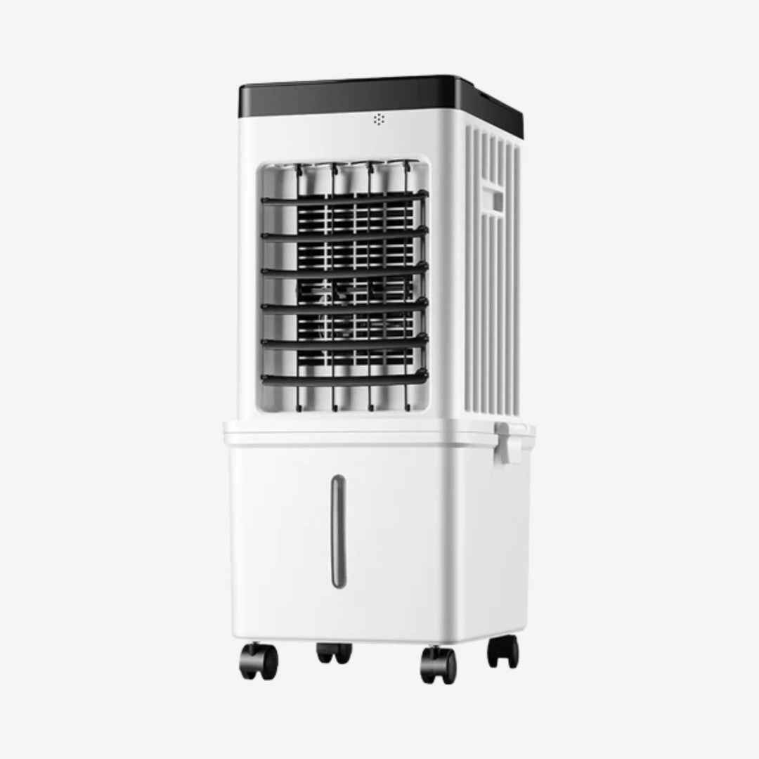 Compact portable air cooler for home comfort, featuring quiet operation and personal cooling.