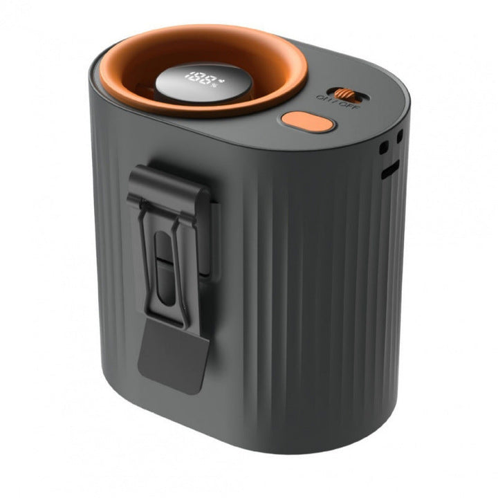 Efficient electric personal space heater, small and portable for women's desk or bedside comfort.