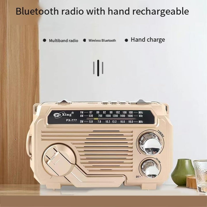 Emergency radio with power bank, solar & crank for charging phones. Essential for off-grid survival.
