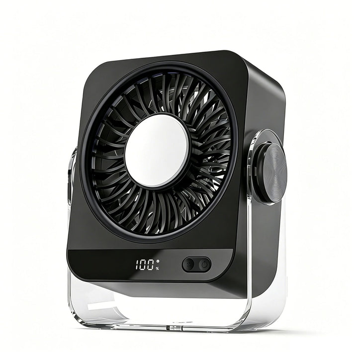 Modern small desk fan with intuitive touch control and adjustable speeds for efficient home & office cooling.
