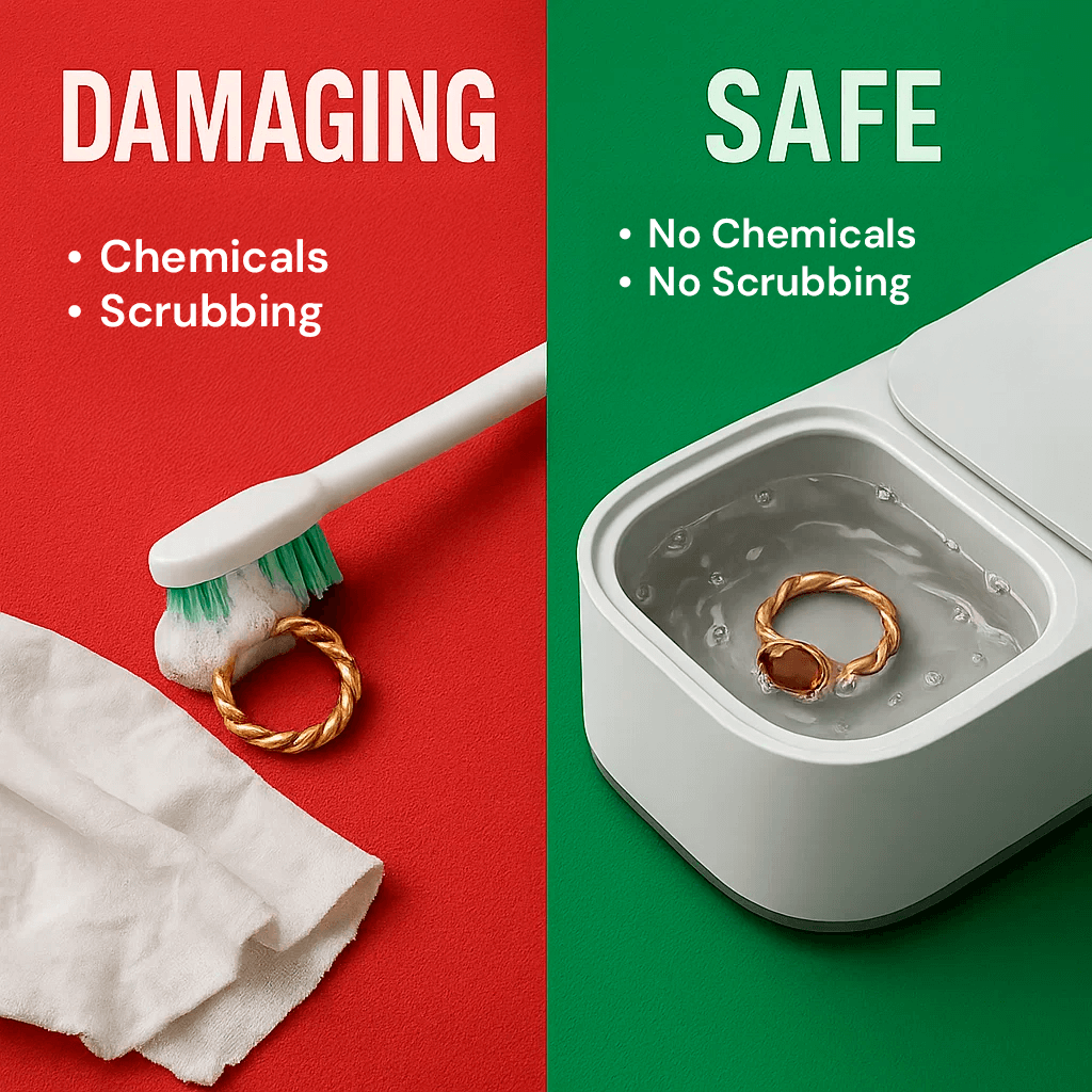 Ultrasonic cleaner for personal care, keeping jewelry, glasses & watches spotless. An eco-friendly home essential.