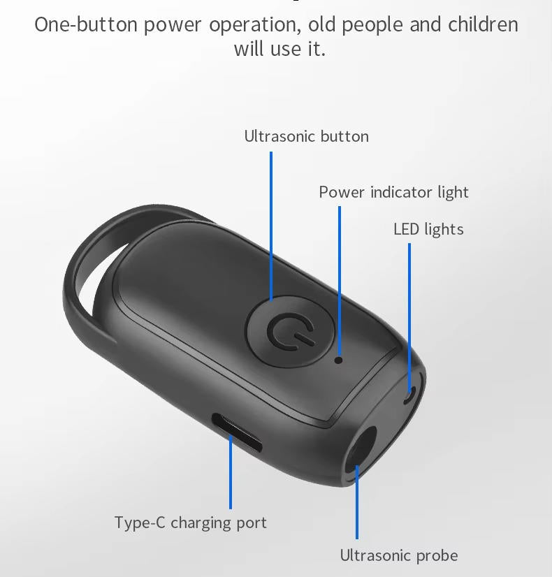 Rechargeable, compact ultrasonic dog deterrent device for effective animal repellent, pet safety, and outdoor use.