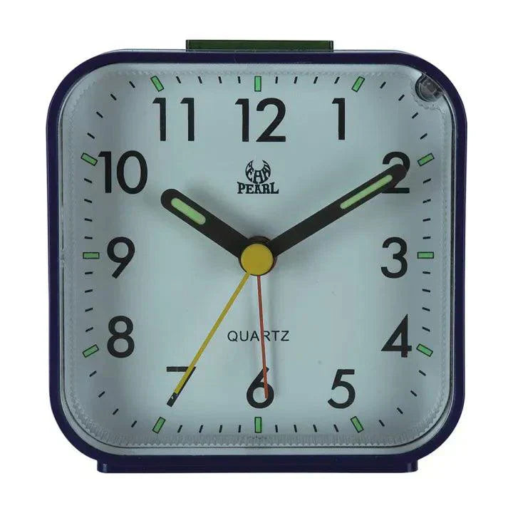 Compact unisex silent alarm clock with illuminated dial & snooze. Non-ticking bedside clock for peaceful wake-up, battery operated.