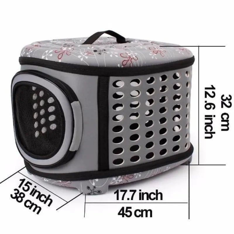 Secure cat transport carrier with breathable mesh sides for a calm journey.