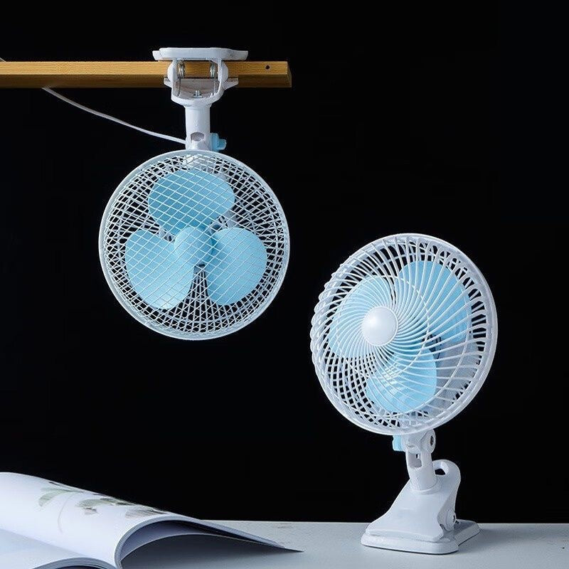 Essential summer accessory: a quiet, portable desk fan for personal relief from the heat.