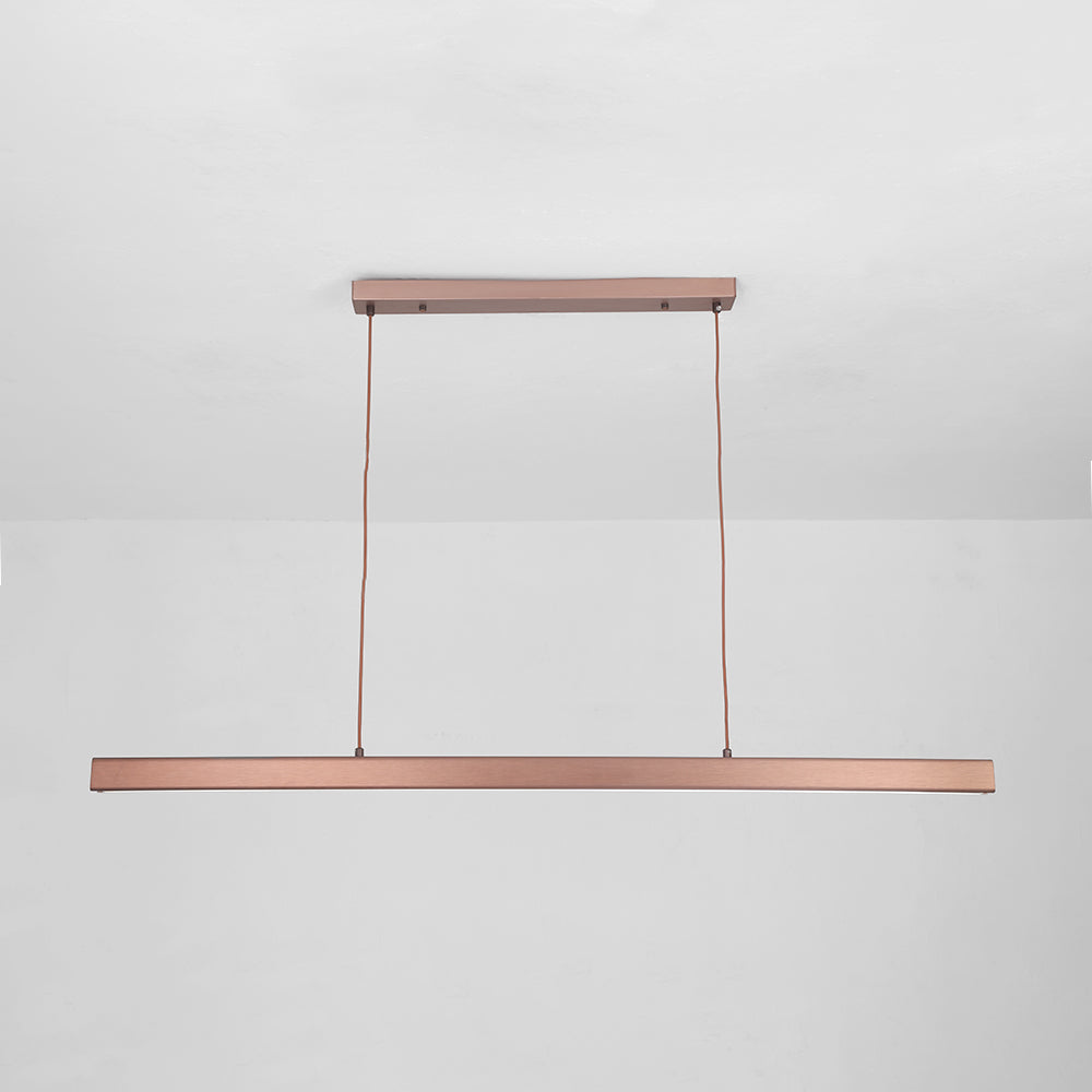 Black contemporary linear LED pendant light, perfect for modern interior design.