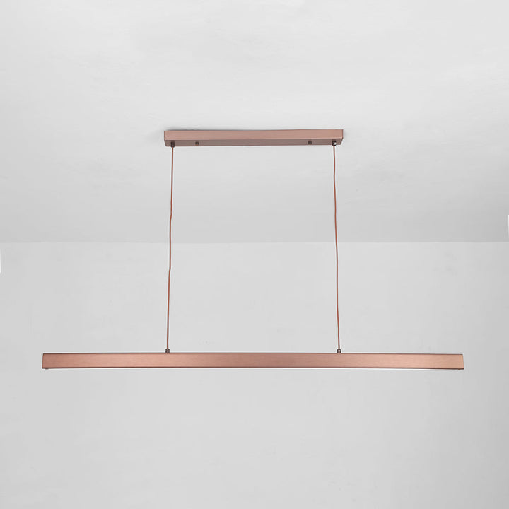 Black contemporary linear LED pendant light, perfect for modern interior design.