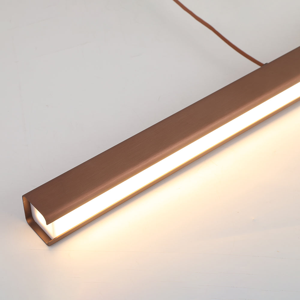 Modern linear LED pendant light in black, a stylish ceiling fixture for homes.