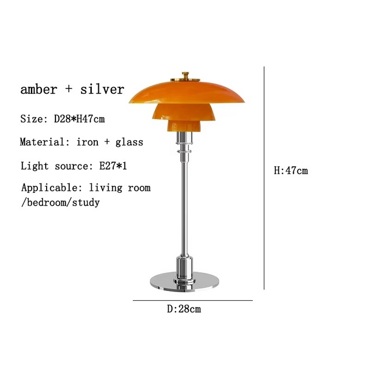 Modern Danish LED lamp, warm light for a stylish living room.
