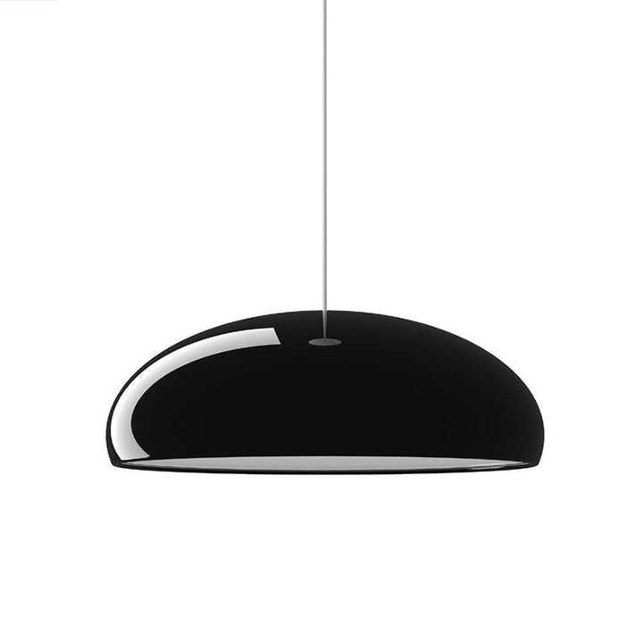 Polished metal pendant light, contemporary design for modern ceiling lighting with adjustable ambiance.