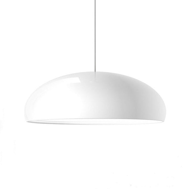 Elegant contemporary metal pendant light, offering warm adjustable ambient lighting for modern homes.