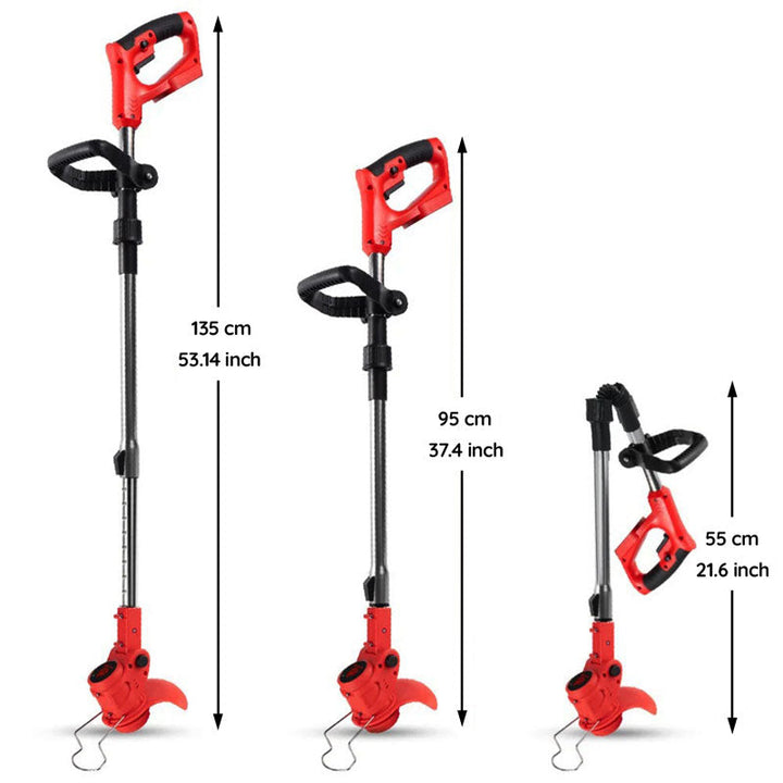 Versatile garden tool: cordless electric grass trimmer for neat lawn edges & trimming.