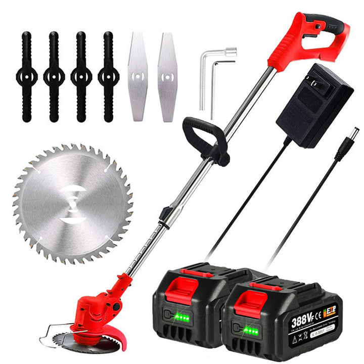 Lightweight cordless electric grass trimmer designed for comfortable, effortless lawn care.