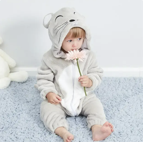 Charming bunny infant animal onesie, cozy cotton blend sleepwear, great for cuddles.