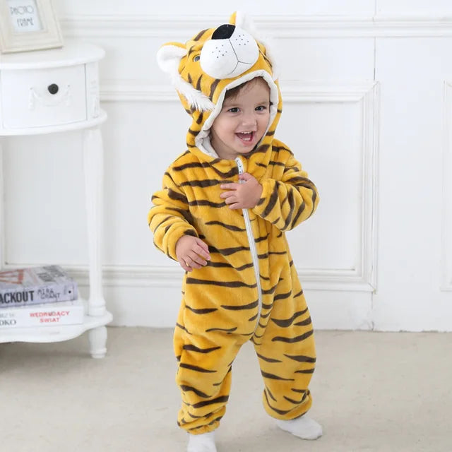 Playful monkey children's animal romper, soft unisex costume for imaginative play.