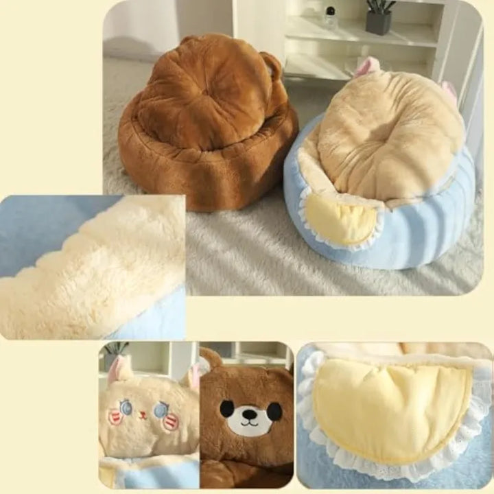 Soft cat bed in a cute design, offering a cozy & comfortable haven for your small pet. Ideal feline furniture.