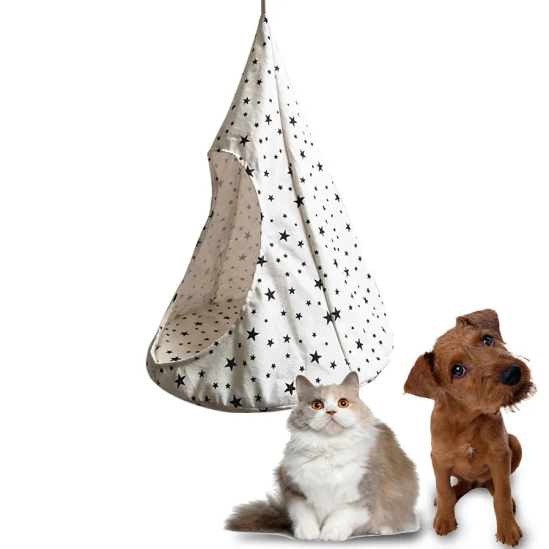Washable cat tent hammock bed, a secure and cozy sleeping cave for your pet. Easy to clean cat furniture.