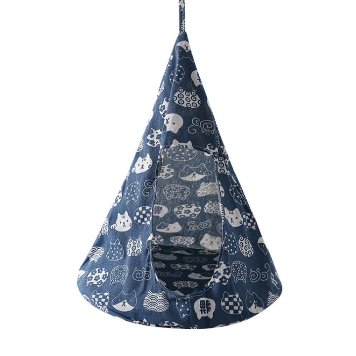 Stylish cat tent hammock bed, perfect pet furniture for a comfortable and secure sleeping cave.