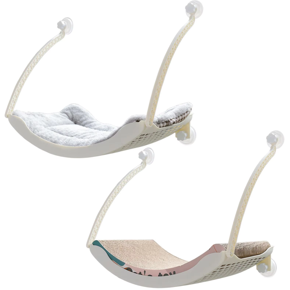 Durable cat window perch with strong suction cups, a modern and elevated sunbathing bed.