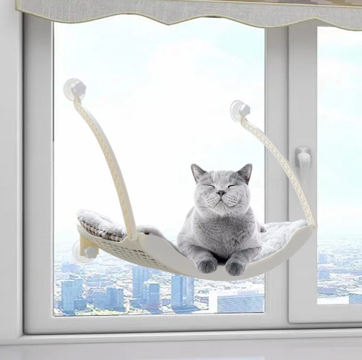 Stylish cat window perch, a stable and comfortable bed, perfect for sunbathing and resting.