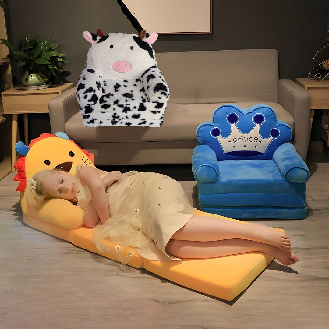 Compact children's folding chair/sofa, great kids furniture for small spaces. Provides comfy child's comfort.