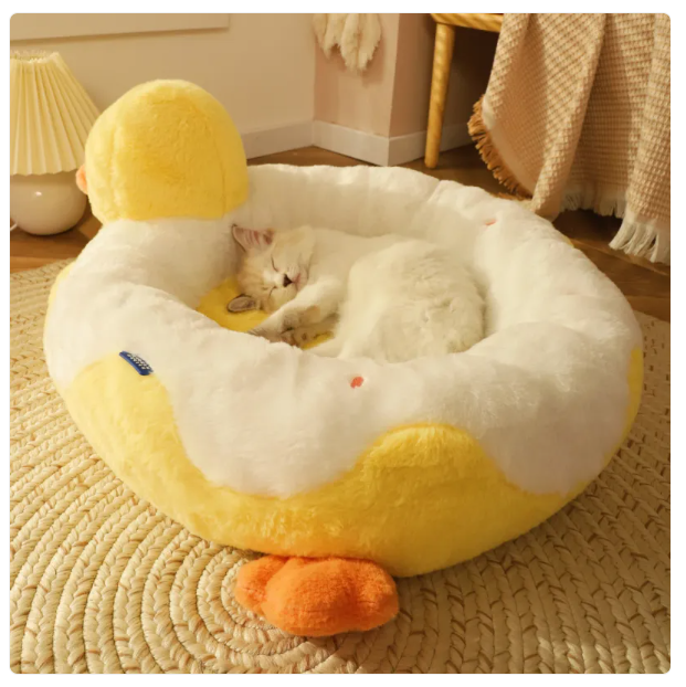 Durable cozy cat bed shaped like a duck, an adorable pet furniture piece for cat and kitten comfort.