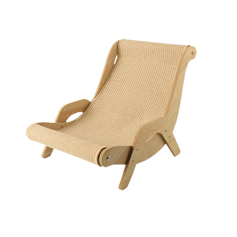 Stylish indoor cat furniture: a plush armchair that doubles as a cat scratching post.