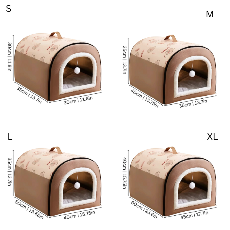 Stylish indoor pet house, a soft flannel bed for cats and small dogs.