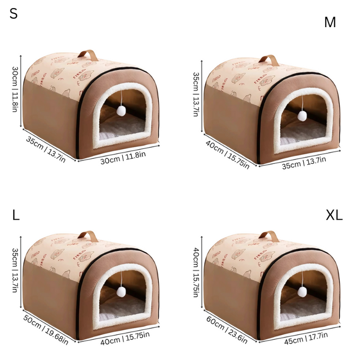Stylish indoor pet house, a soft flannel bed for cats and small dogs.