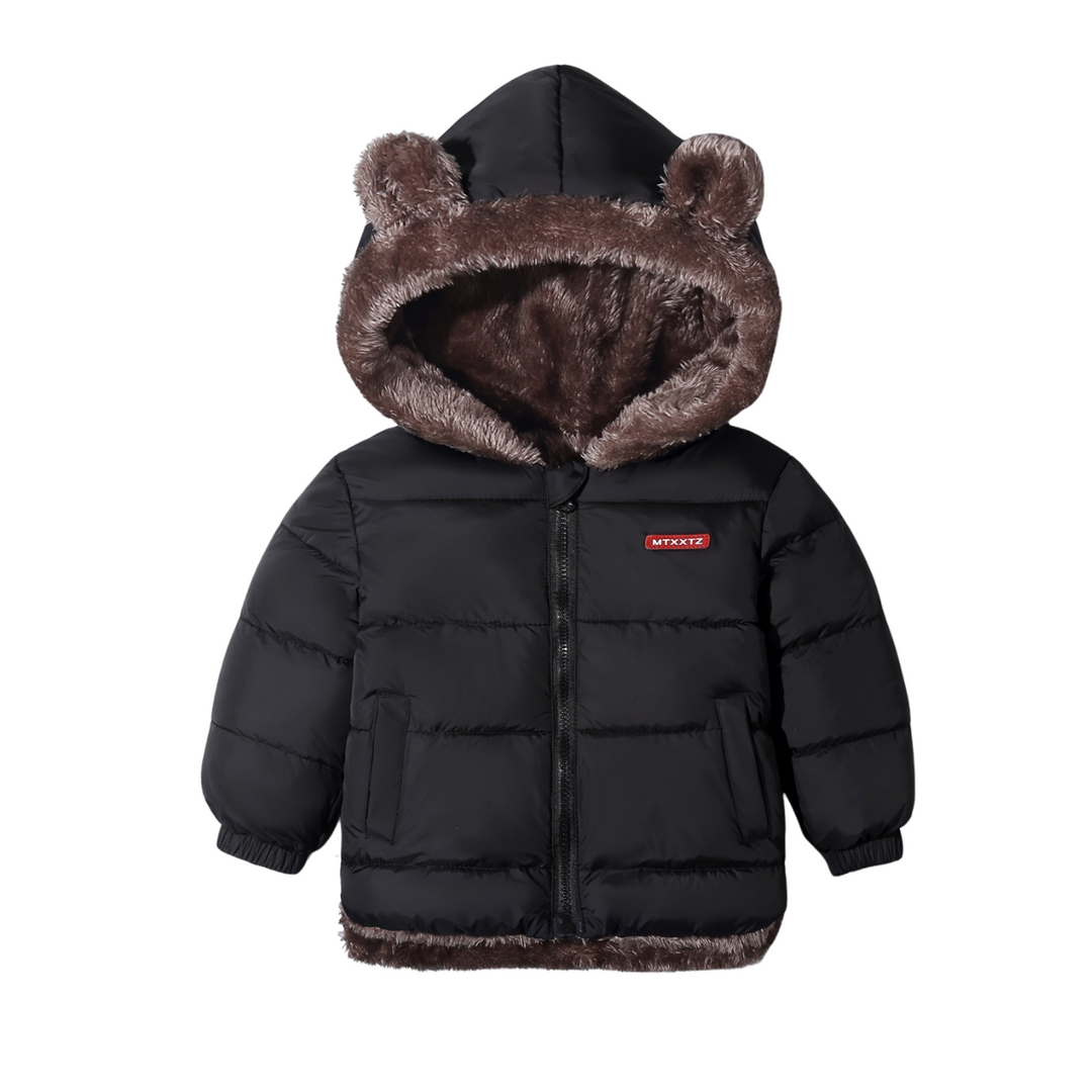 Cozy Kids' Bear Hug Winter Coat with playful bear ears. Warm outerwear for boys & girls' cold weather adventures.