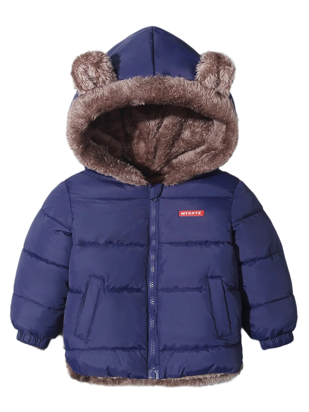Playful Kids' Bear Hug Winter Coat with bear ears. Warm youth jacket, ideal for cozy children's fashion & adventures.