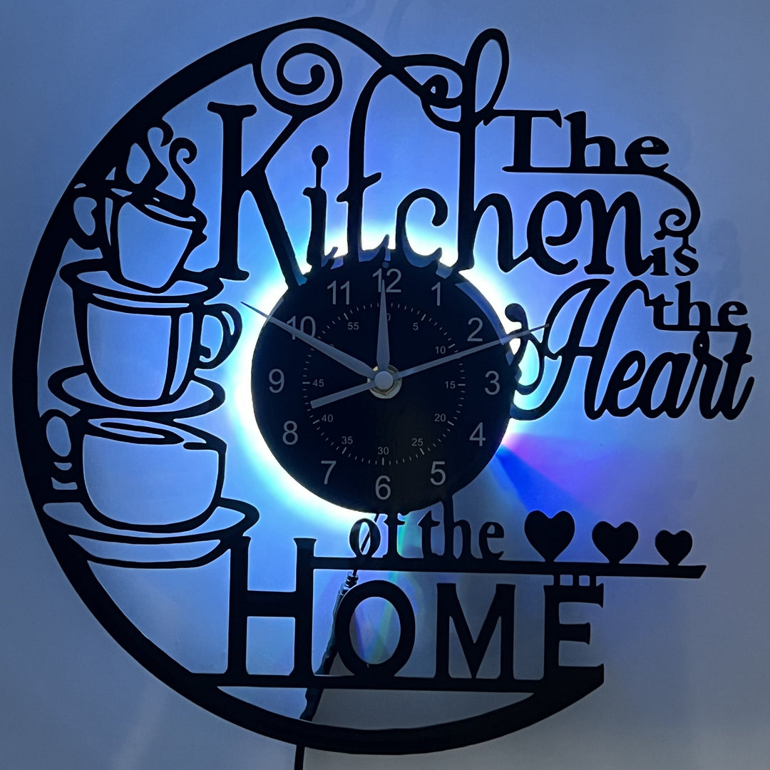 Stylish wall clock with LED accents, an ideal gift for a chef.