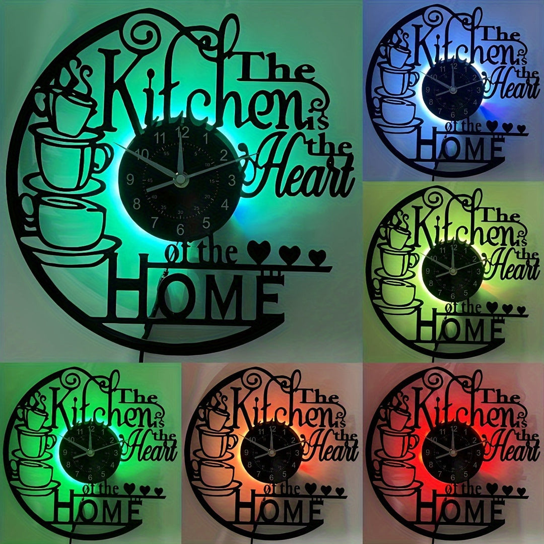 Cozy timekeeping: LED wall clock to brighten your kitchen space.