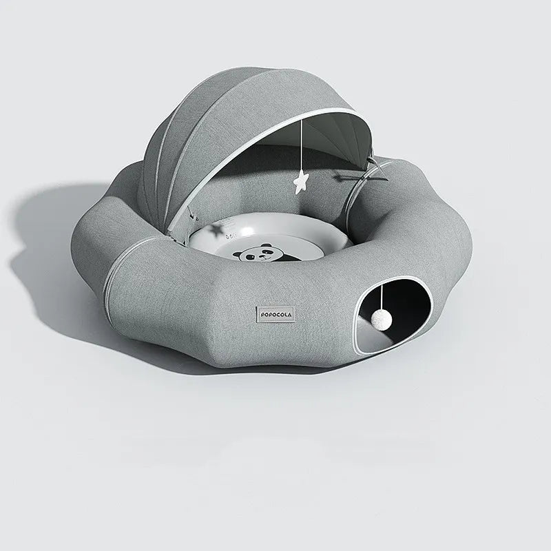 Plush cat house & small dog bed, offering a cozy pet retreat with a detachable roof for ultimate comfort.