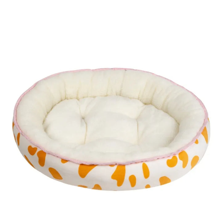 Cozy round cat bed for ultimate pet comfort, soft washable dog & cat bed.