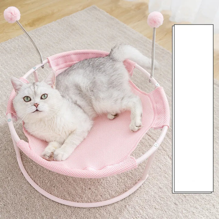 Sturdy blue cat hammock lounger, a breathable pet bed for ultimate feline comfort.