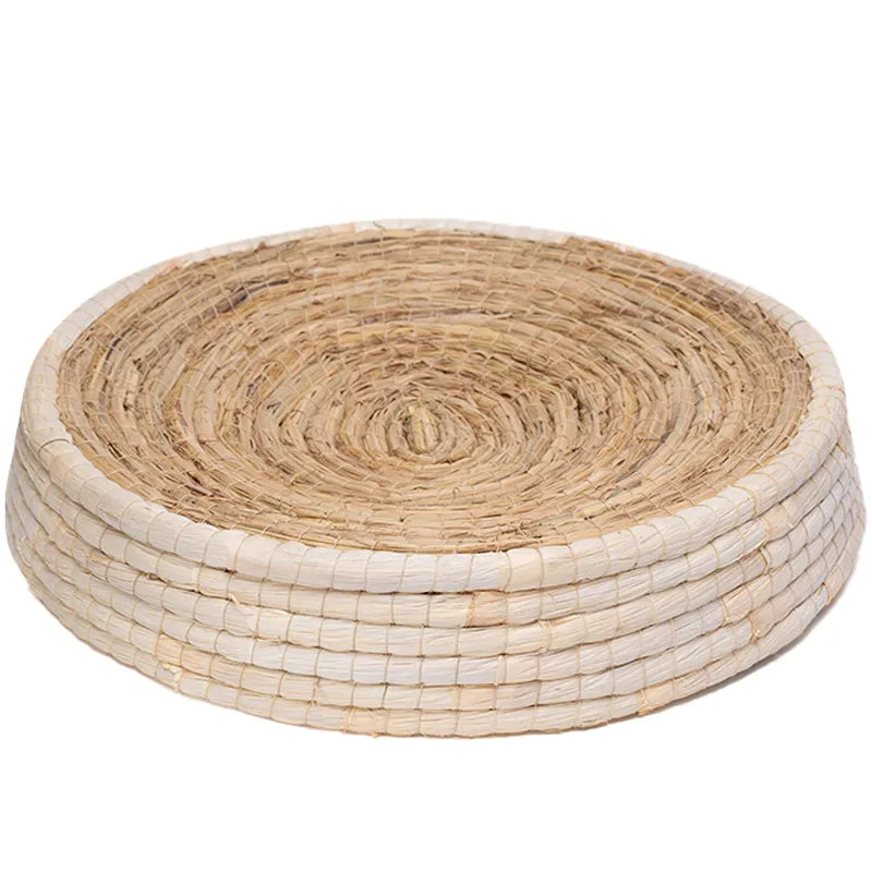 Elegant natural cat bed, a soft round pet sanctuary made from eco-friendly materials, perfect for any cozy home.