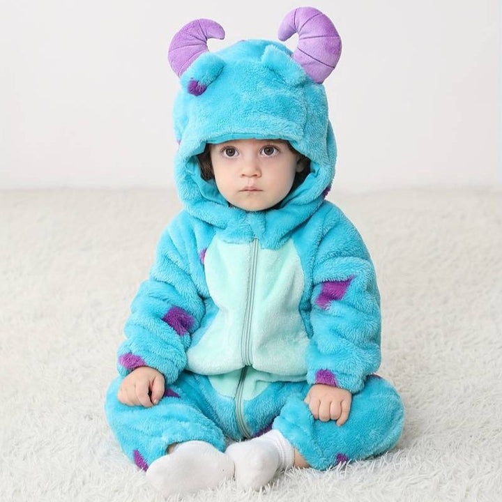Cozy toddler jumpsuit with cute animal print for girls and boys.