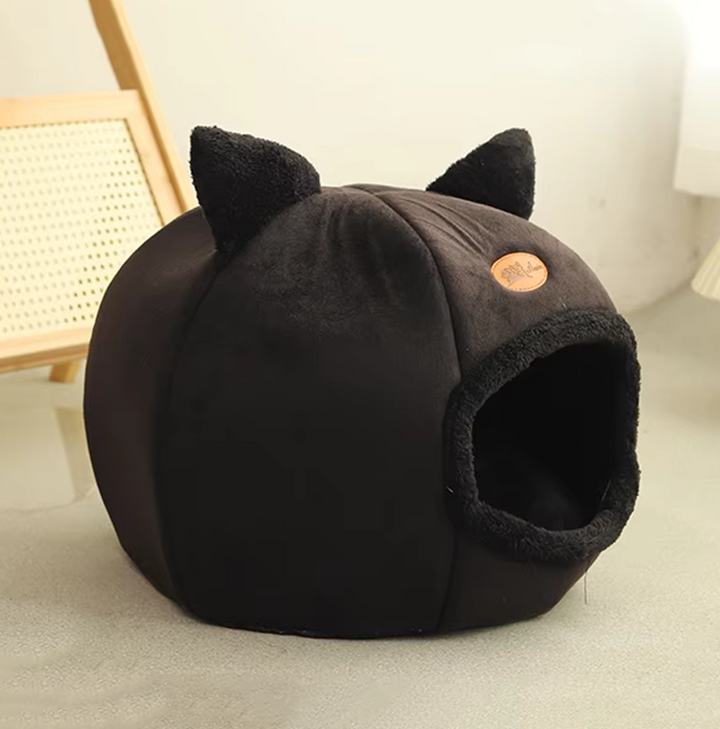 Luxurious soft cat bed and small dog bed, featuring a cozy warming house design & removable cushion.
