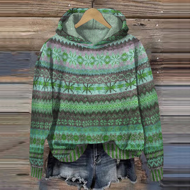 Women's patterned Norwegian knit sweater, a chic & cozy long sleeve top for winter apparel & classic style.
