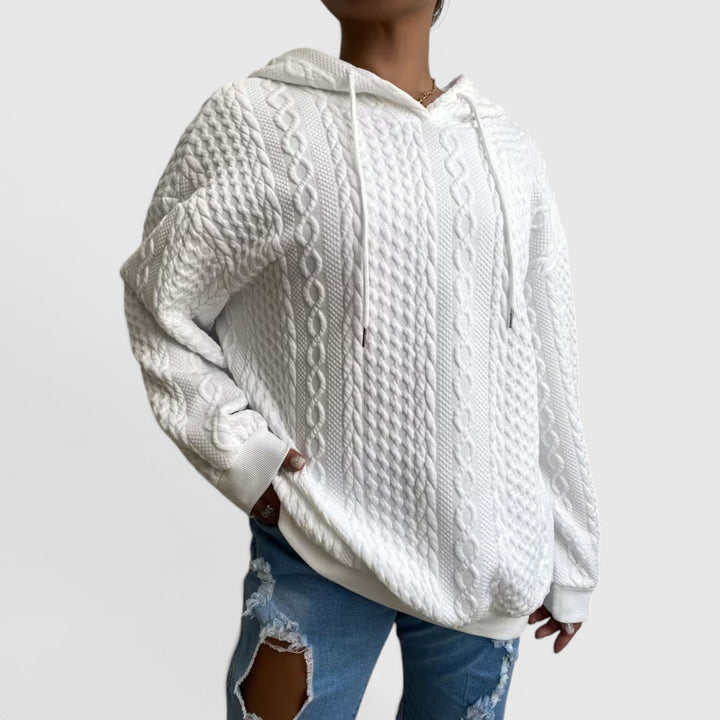 Cozy Women's Plus Size Relaxed Fit Hoodie, long sleeve for ultimate comfort & casual style.