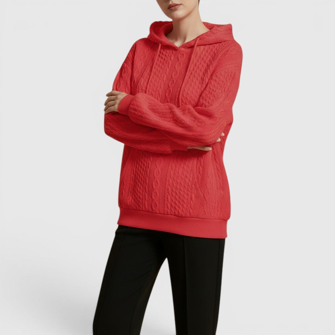 Cozy Plus Size Long Sleeve Hoodie for women, relaxed fit, perfect for comfortable daily wear.