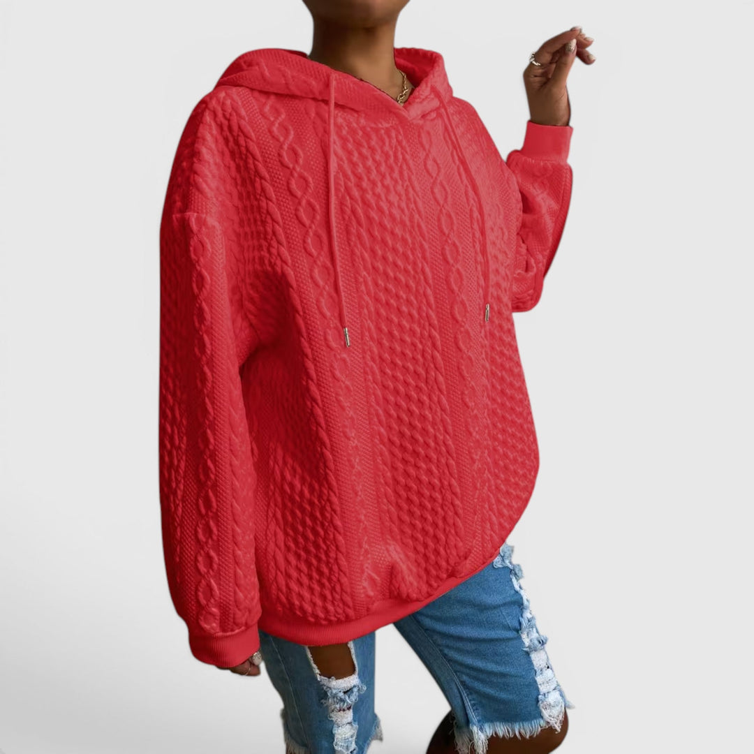 Versatile Women's Plus Size Relaxed Fit Long Sleeve Hoodie, great for casual elegance.