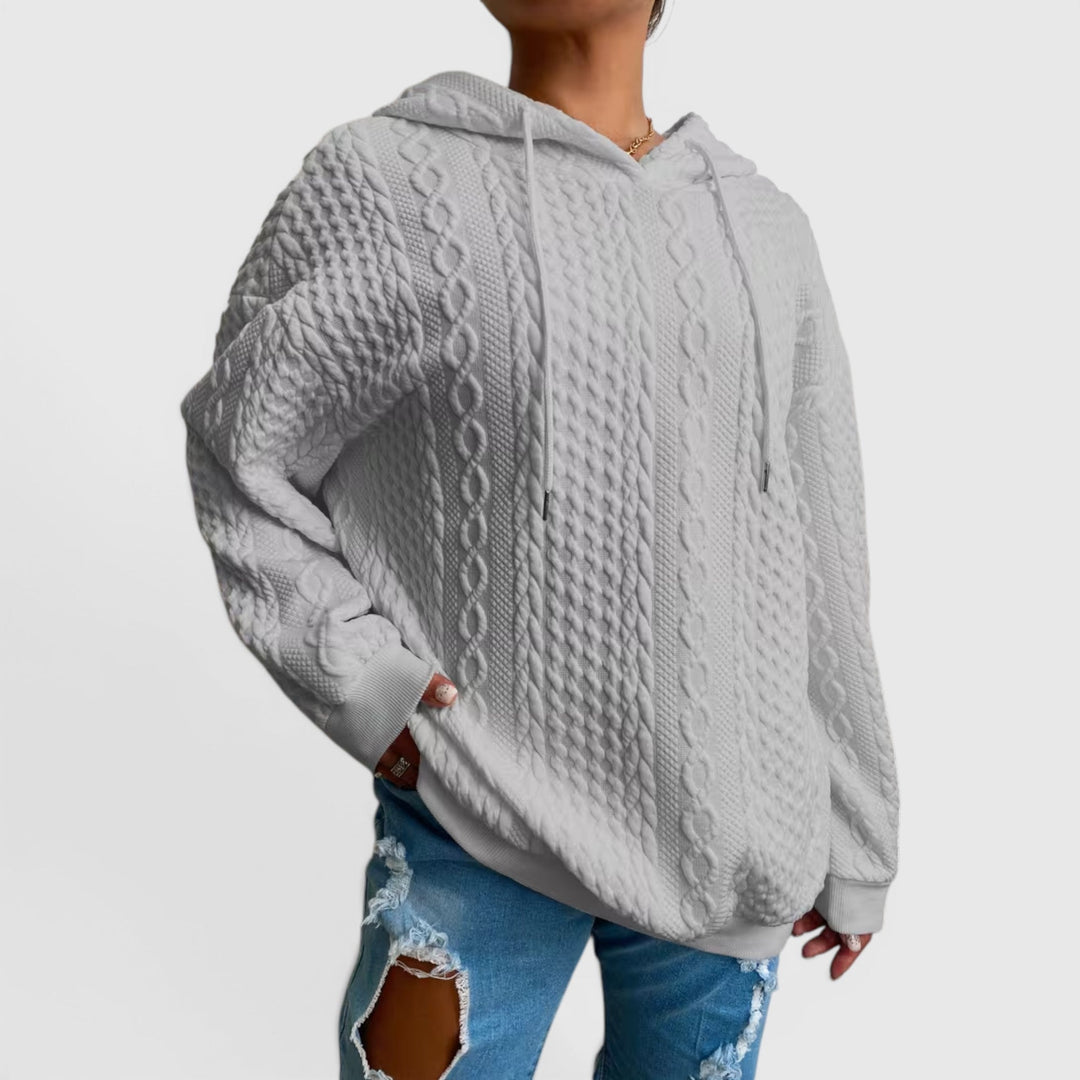 Versatile Women's Plus Size Pullover Hoodie, relaxed fit, long sleeve, great for comfort.