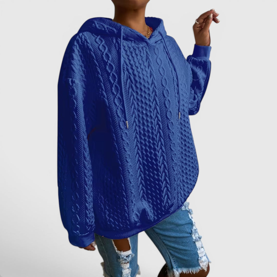 Cozy Plus Size Women's Relaxed Fit Hoodie, long sleeve, ideal for comfortable casual wear.