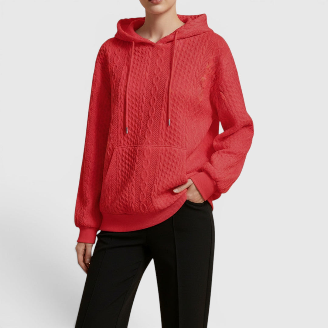 Women's Plus Size Long Sleeve Hoodie, cozy relaxed fit sweatshirt for casual daily comfort.