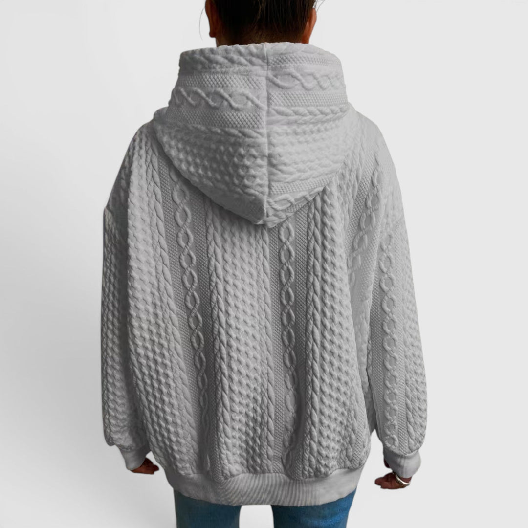 Women's Plus Size Relaxed Fit Hoodie, soft long sleeve, comfortable for versatile style.