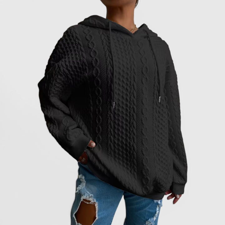 Stylish Plus Size Women's Relaxed Fit Hoodie, long sleeve pullover, great for casual wear.